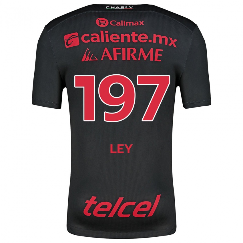 Férfi Emanuel Ley #197 Fekete Piros Hazai Jersey 2024/25 Mez Póló Ing