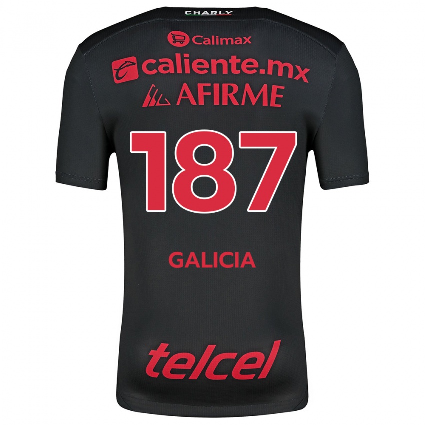 Férfi Carlos Galicia #187 Fekete Piros Hazai Jersey 2024/25 Mez Póló Ing