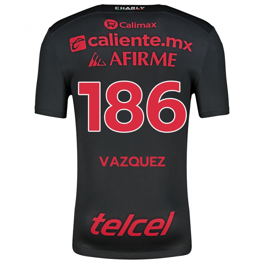 Férfi Octavio Vázquez #186 Fekete Piros Hazai Jersey 2024/25 Mez Póló Ing