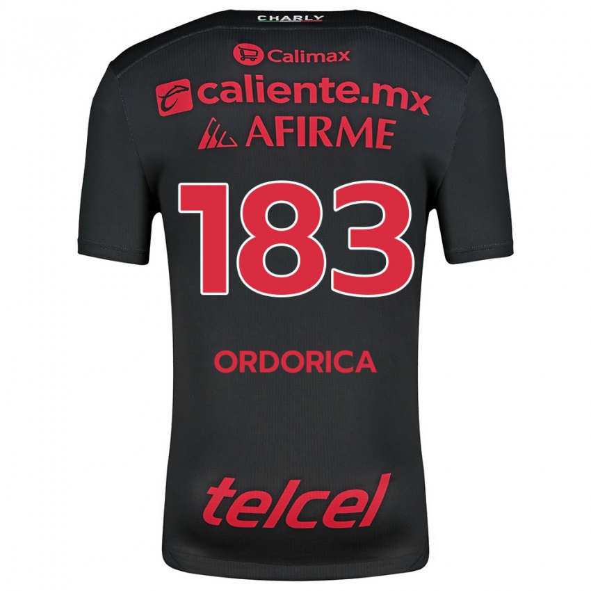 Férfi Brandon Ordorica #183 Fekete Piros Hazai Jersey 2024/25 Mez Póló Ing