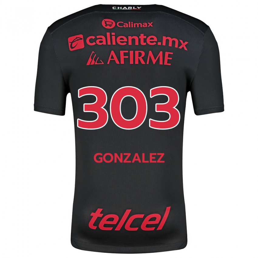 Férfi Osmar González #303 Fekete Piros Hazai Jersey 2024/25 Mez Póló Ing