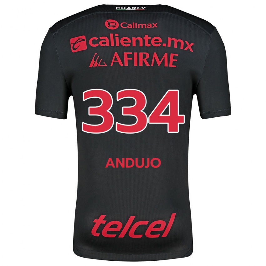 Férfi Favio Andujo #334 Fekete Piros Hazai Jersey 2024/25 Mez Póló Ing