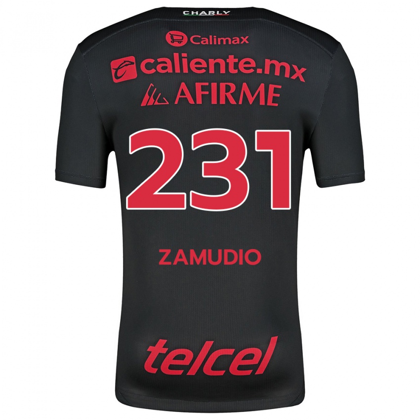 Férfi Irwin Zamudio #231 Fekete Piros Hazai Jersey 2024/25 Mez Póló Ing