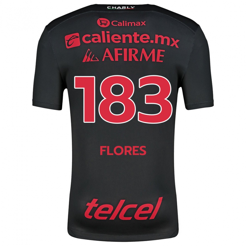 Férfi Abraham Flores #183 Fekete Piros Hazai Jersey 2024/25 Mez Póló Ing