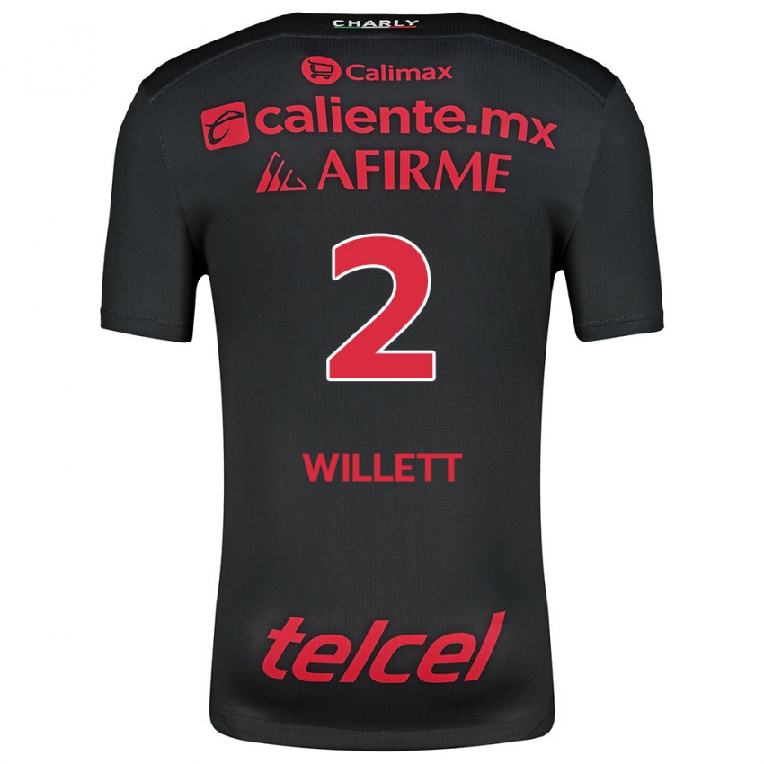 Férfi Adyson Willett #2 Fekete Piros Hazai Jersey 2024/25 Mez Póló Ing