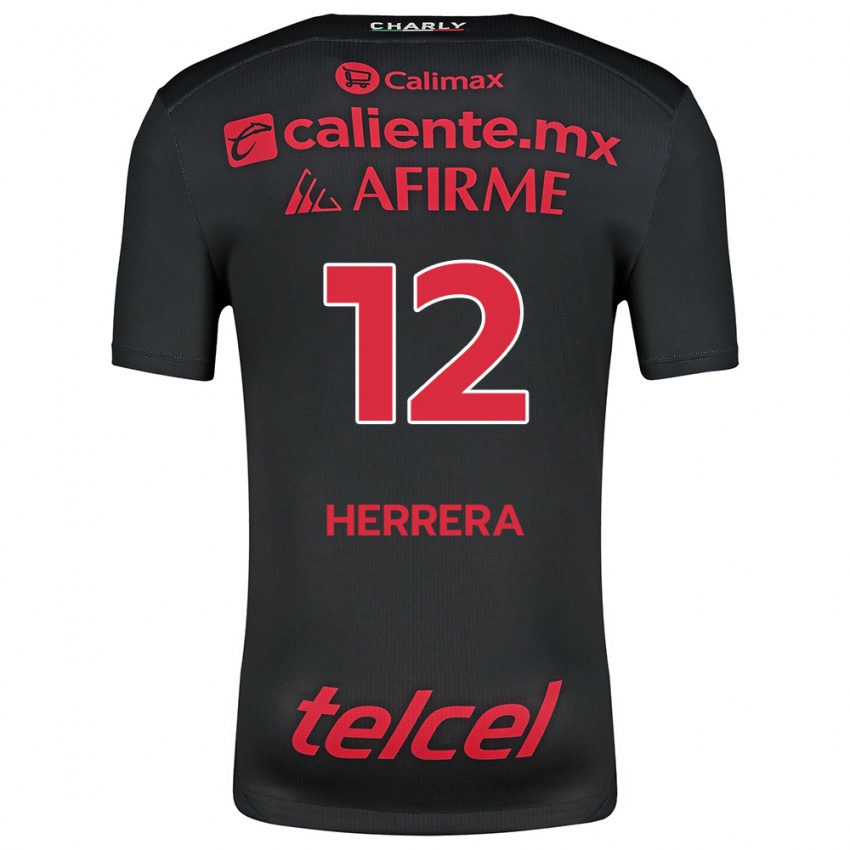 Férfi Melissa Herrera #12 Fekete Piros Hazai Jersey 2024/25 Mez Póló Ing