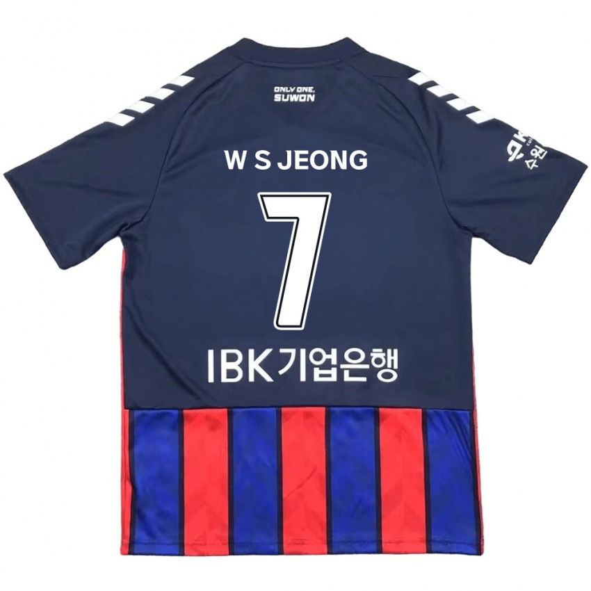 Férfi Seung-Won Jeong #7 Kék Piros Hazai Jersey 2024/25 Mez Póló Ing