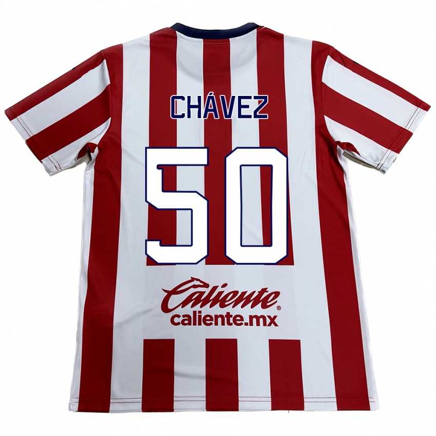 Férfi Mateo Chávez #50 Piros Fehér Hazai Jersey 2024/25 Mez Póló Ing