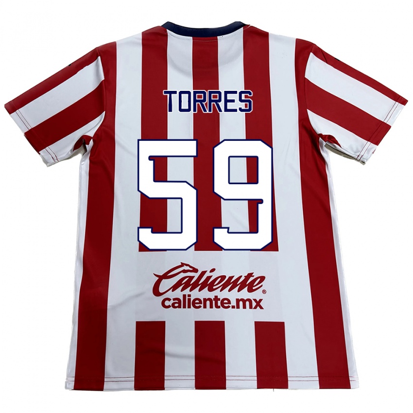 Férfi Christian Torres #59 Piros Fehér Hazai Jersey 2024/25 Mez Póló Ing