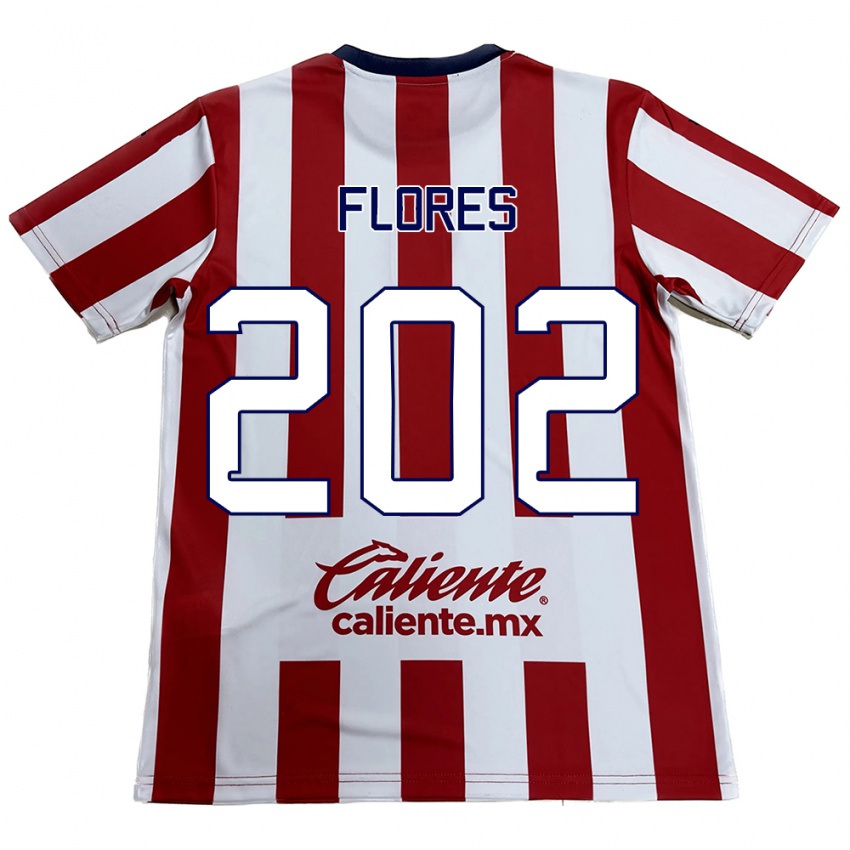 Férfi Daniel Flores #202 Piros Fehér Hazai Jersey 2024/25 Mez Póló Ing