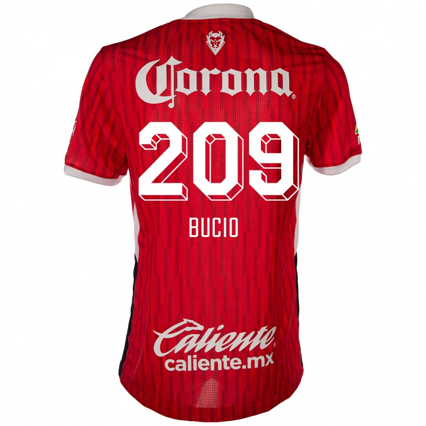 Férfi Sebastián Bucio #209 Piros Fehér Hazai Jersey 2024/25 Mez Póló Ing