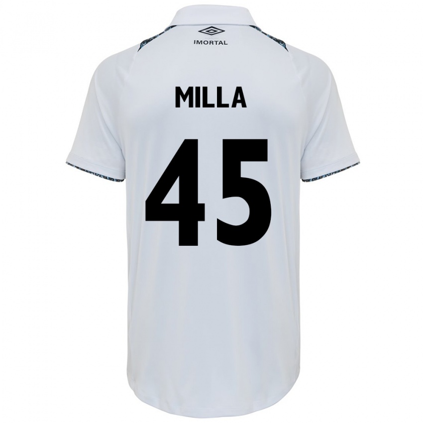 Férfi Lucas Milla #45 Fehér Kék Idegenbeli Jersey 2024/25 Mez Póló Ing