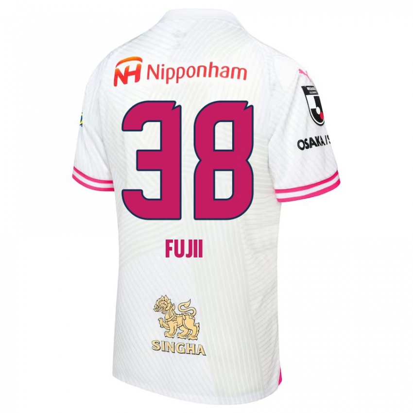 Férfi Ryuya Fujii #38 Fehér Rózsaszín Idegenbeli Jersey 2024/25 Mez Póló Ing