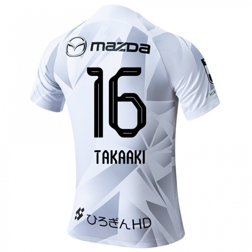 Férfi Takaaki Shichi #16 Fehér Szürke Fekete Idegenbeli Jersey 2024/25 Mez Póló Ing