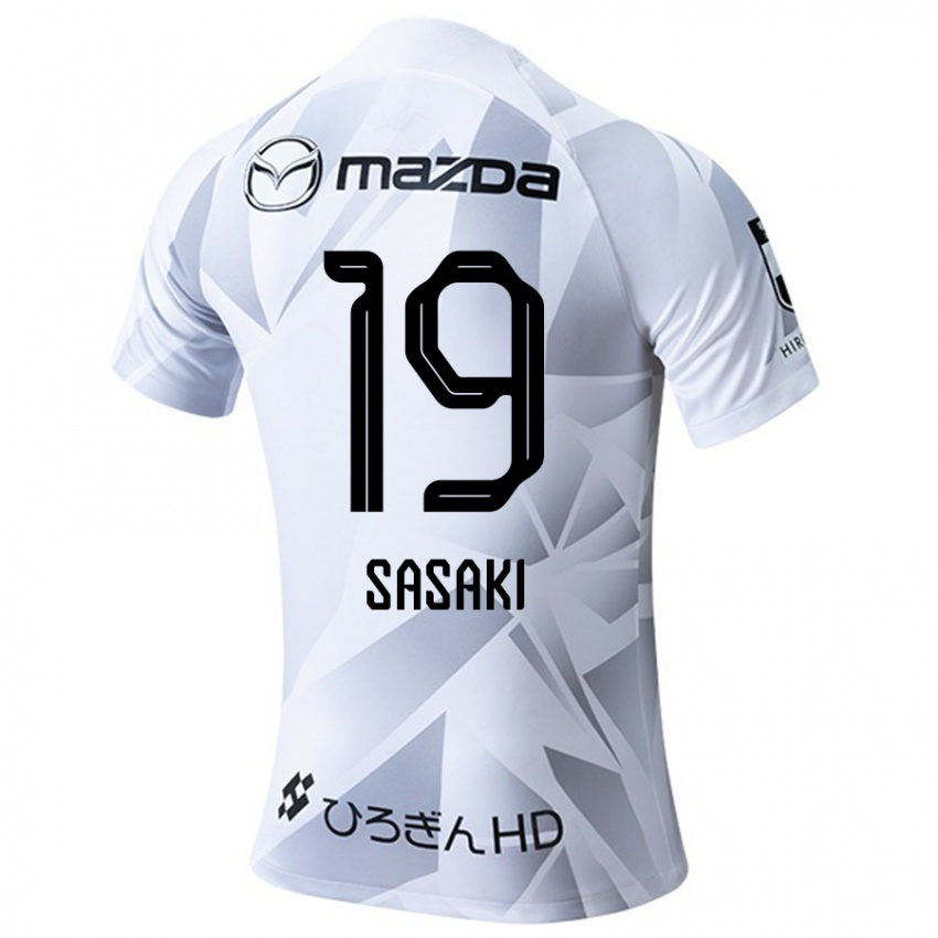 Férfi Sho Sasaki #19 Fehér Szürke Fekete Idegenbeli Jersey 2024/25 Mez Póló Ing