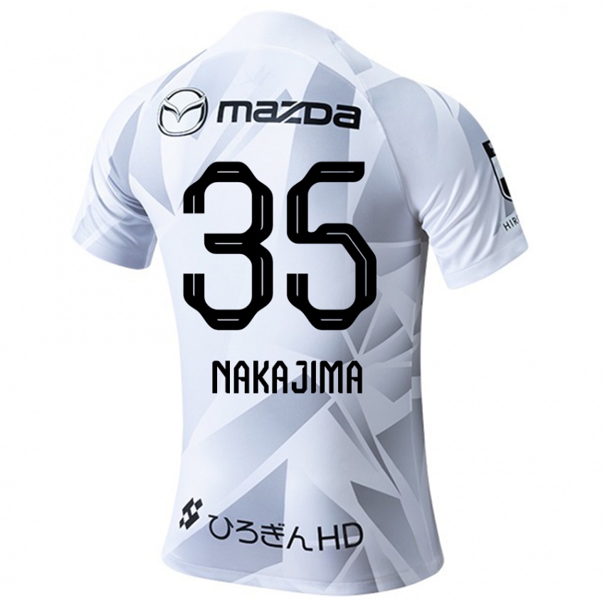 Férfi Yotaro Nakajima #35 Fehér Szürke Fekete Idegenbeli Jersey 2024/25 Mez Póló Ing