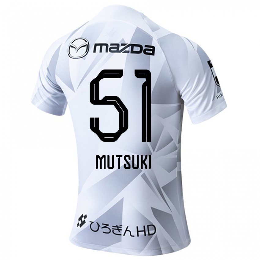 Férfi Mutsuki Kato #51 Fehér Szürke Fekete Idegenbeli Jersey 2024/25 Mez Póló Ing