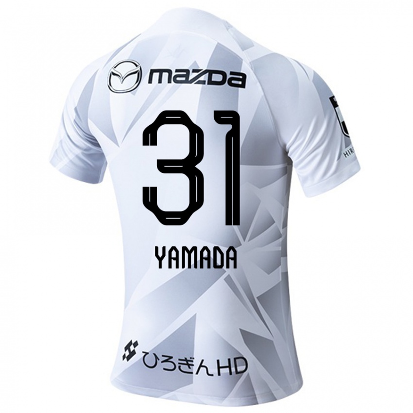 Férfi Manato Yamada #31 Fehér Szürke Fekete Idegenbeli Jersey 2024/25 Mez Póló Ing