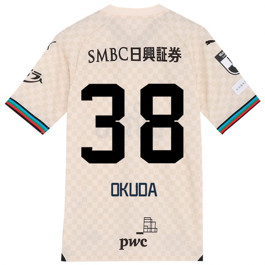 Férfi Yuma Okuda #38 Fehér Szürke Idegenbeli Jersey 2024/25 Mez Póló Ing