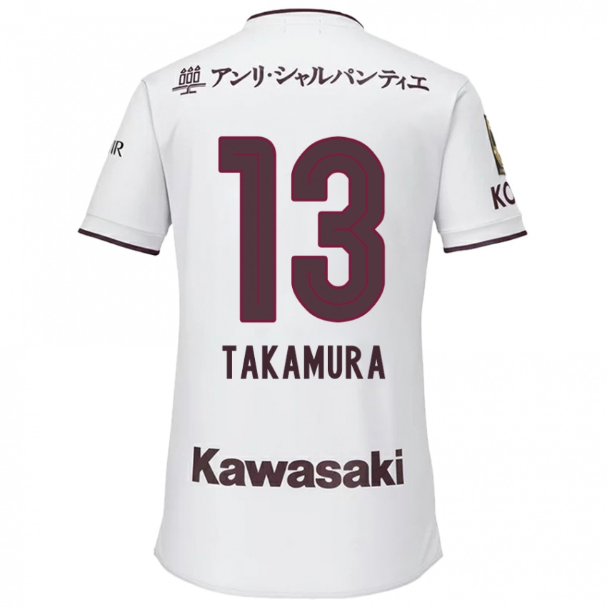 Férfi Tokiya Takamura #13 Fehér Piros Idegenbeli Jersey 2024/25 Mez Póló Ing