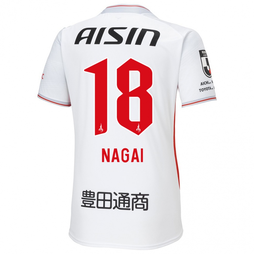 Férfi Kensuke Nagai #18 Fehér Sárga Piros Idegenbeli Jersey 2024/25 Mez Póló Ing