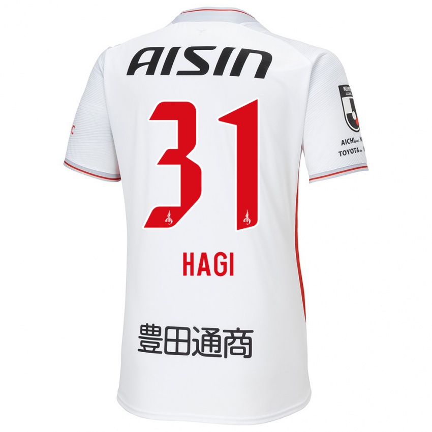 Férfi Hiroaki Hagi #31 Fehér Sárga Piros Idegenbeli Jersey 2024/25 Mez Póló Ing