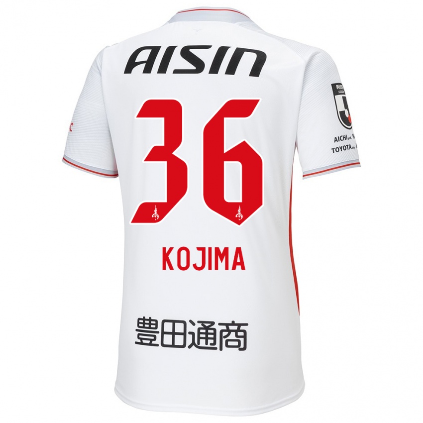 Férfi Aoto Kojima #36 Fehér Sárga Piros Idegenbeli Jersey 2024/25 Mez Póló Ing