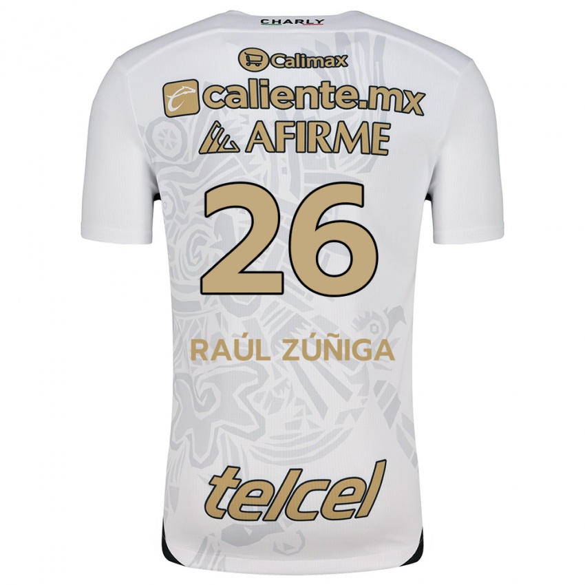 Férfi José Raúl Zúñiga #26 Fehér Fekete Idegenbeli Jersey 2024/25 Mez Póló Ing