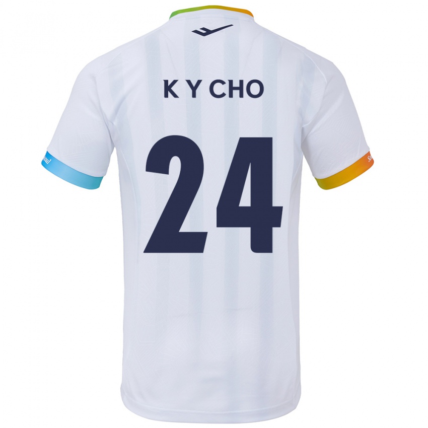 Férfi Young-Kwang Cho #24 Fehér Kék Idegenbeli Jersey 2024/25 Mez Póló Ing