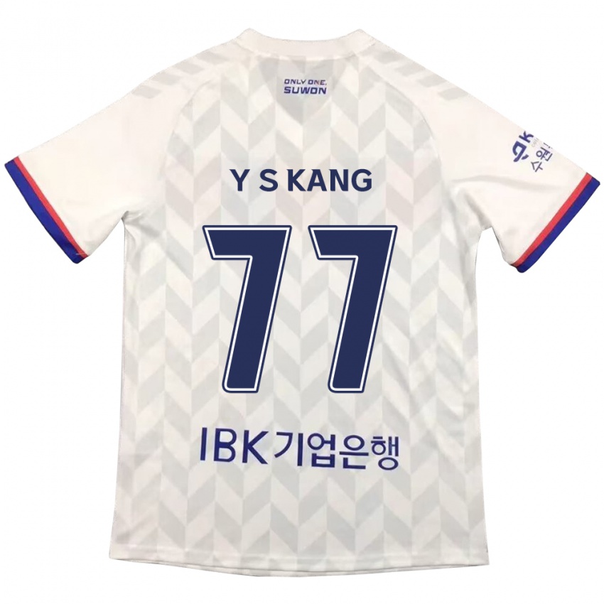 Férfi Sang-Yun Kang #77 Fehér Kék Idegenbeli Jersey 2024/25 Mez Póló Ing