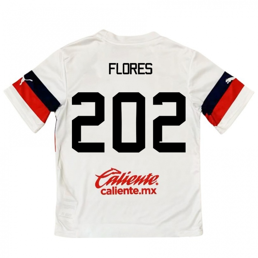 Férfi Daniel Flores #202 Fehér Piros Idegenbeli Jersey 2024/25 Mez Póló Ing