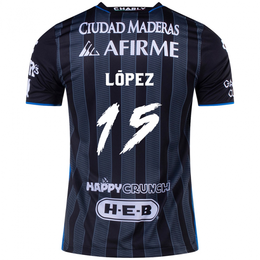 Férfi Victor Lopez #15 Fehér Fekete Idegenbeli Jersey 2024/25 Mez Póló Ing