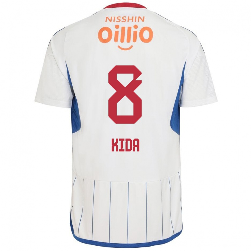 Női Takuya Kida #8 Fehér Kék Piros Idegenbeli Jersey 2024/25 Mez Póló Ing