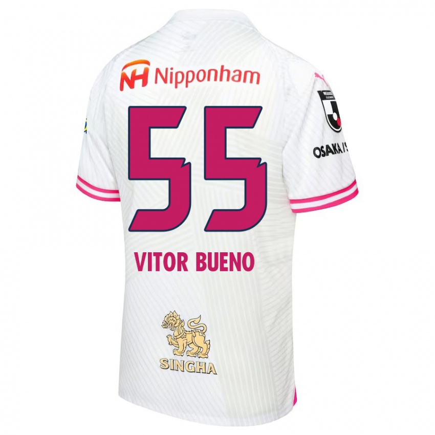 Női Vitor Bueno #55 Fehér Rózsaszín Idegenbeli Jersey 2024/25 Mez Póló Ing