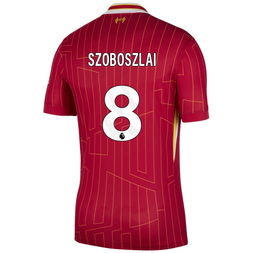 Gyermek Dominik Szoboszlai #8 Piros Sárga Fehér Hazai Jersey 2024/25 Mez Póló Ing