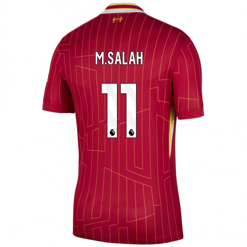 Gyermek Mohamed Salah #11 Piros Sárga Fehér Hazai Jersey 2024/25 Mez Póló Ing