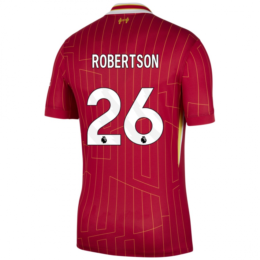 Gyermek Andrew Robertson #26 Piros Sárga Fehér Hazai Jersey 2024/25 Mez Póló Ing