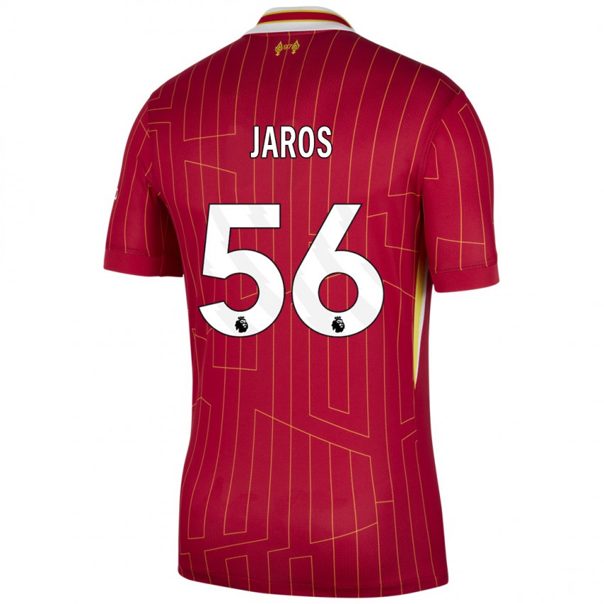 Gyermek Vitezslav Jaros #56 Piros Sárga Fehér Hazai Jersey 2024/25 Mez Póló Ing