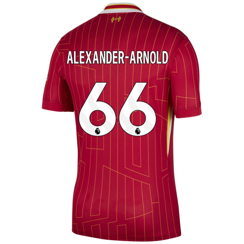 Gyermek Trent Alexander-Arnold #66 Piros Sárga Fehér Hazai Jersey 2024/25 Mez Póló Ing