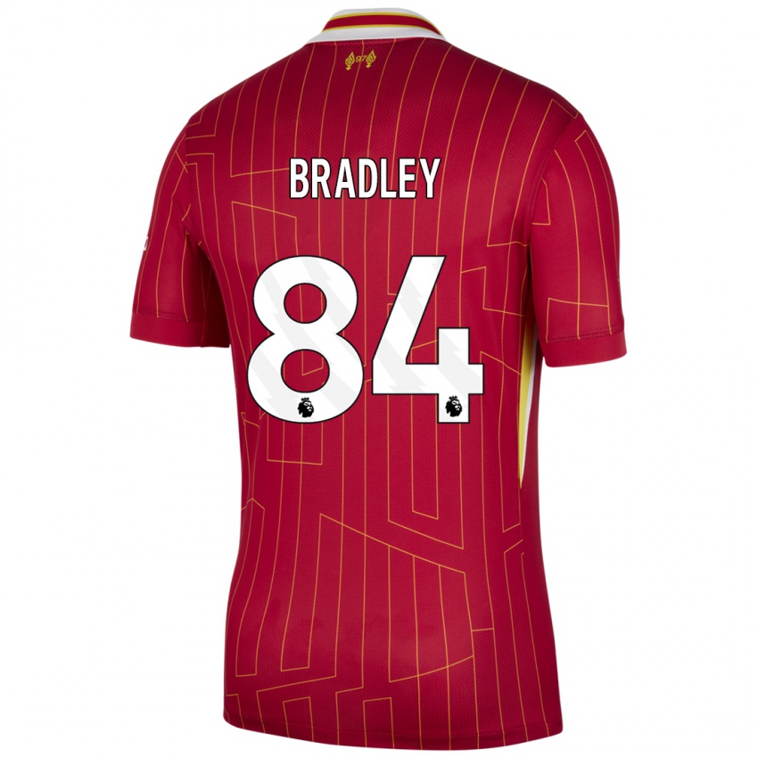 Gyermek Conor Bradley #84 Piros Sárga Fehér Hazai Jersey 2024/25 Mez Póló Ing