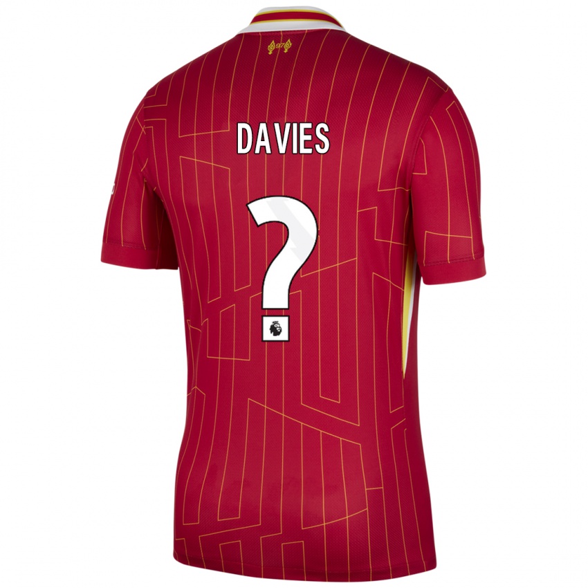 Gyermek Harvey Davies #0 Piros Sárga Fehér Hazai Jersey 2024/25 Mez Póló Ing