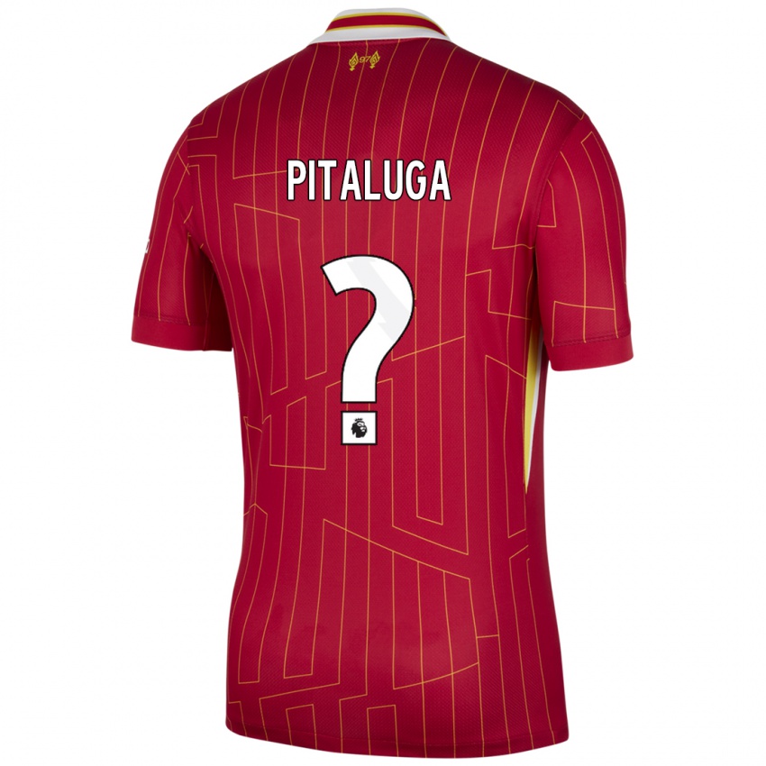 Gyermek Marcelo Pitaluga #0 Piros Sárga Fehér Hazai Jersey 2024/25 Mez Póló Ing