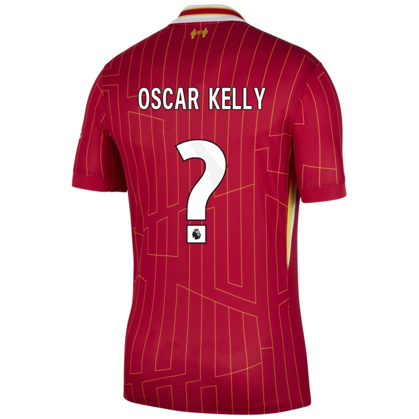 Gyermek Oscar Kelly #0 Piros Sárga Fehér Hazai Jersey 2024/25 Mez Póló Ing