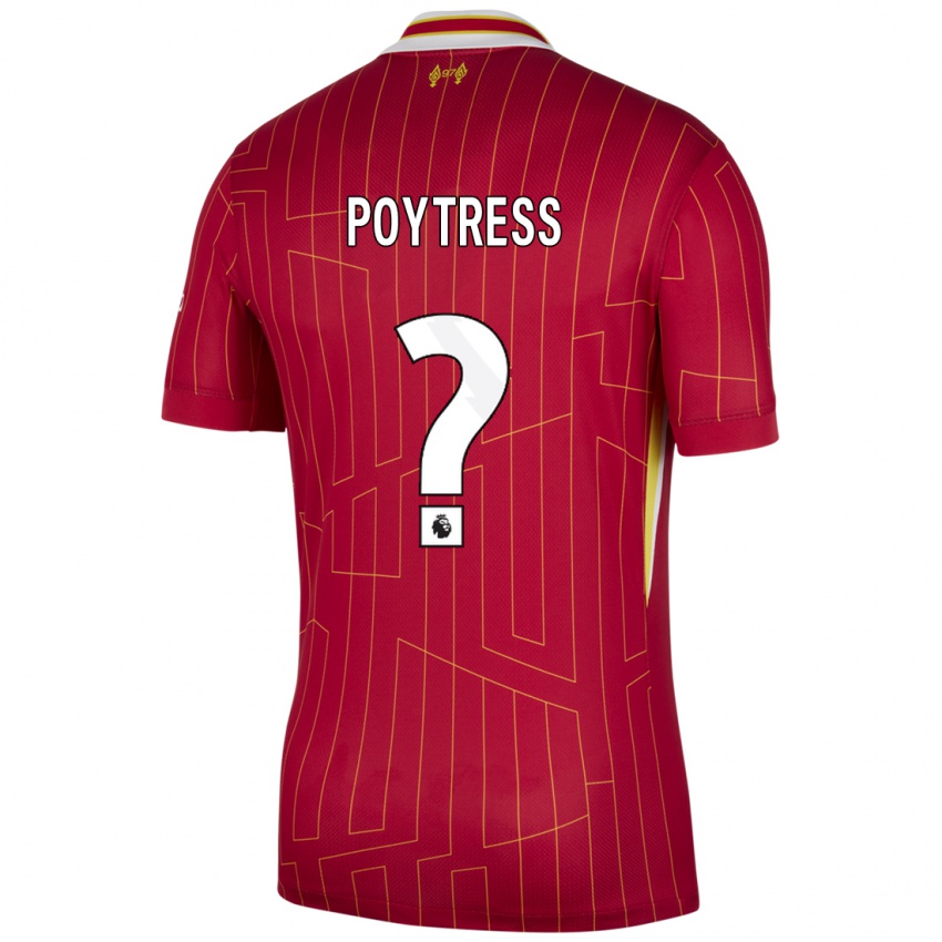 Gyermek Jacob Poytress #0 Piros Sárga Fehér Hazai Jersey 2024/25 Mez Póló Ing