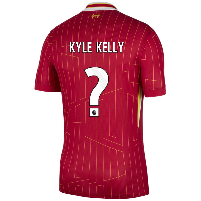 Gyermek Kyle Kelly #0 Piros Sárga Fehér Hazai Jersey 2024/25 Mez Póló Ing