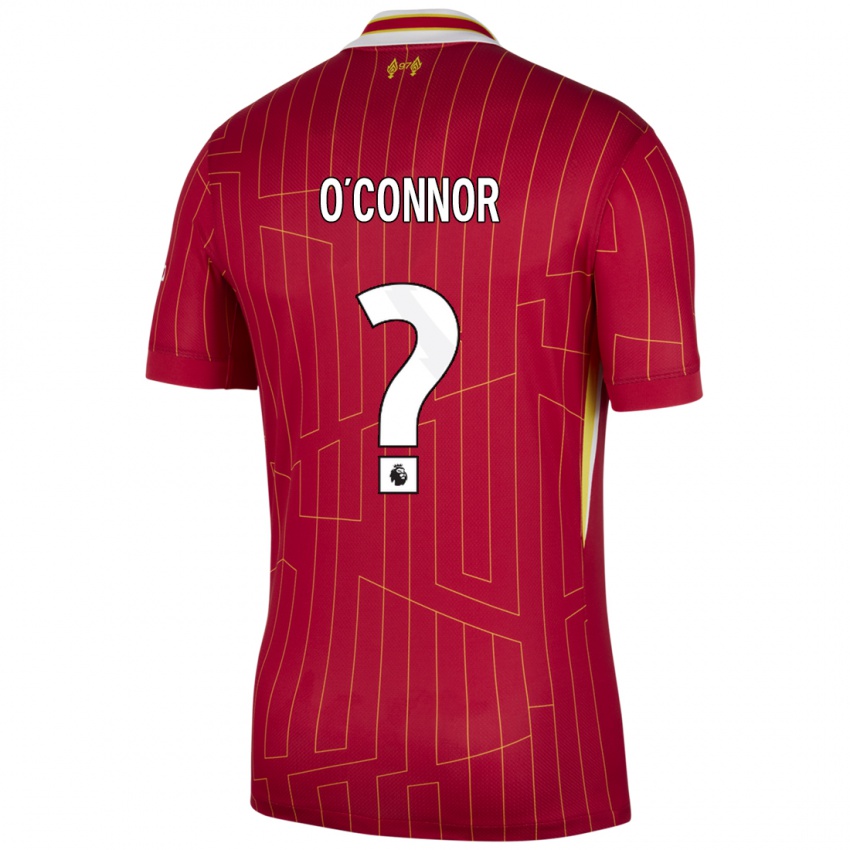 Gyermek Ollie O'connor #0 Piros Sárga Fehér Hazai Jersey 2024/25 Mez Póló Ing