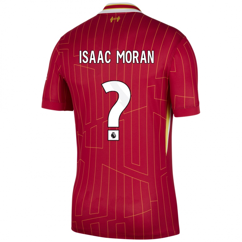 Gyermek Isaac Moran #0 Piros Sárga Fehér Hazai Jersey 2024/25 Mez Póló Ing