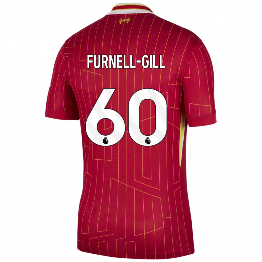 Gyermek Luca Furnell-Gill #60 Piros Sárga Fehér Hazai Jersey 2024/25 Mez Póló Ing