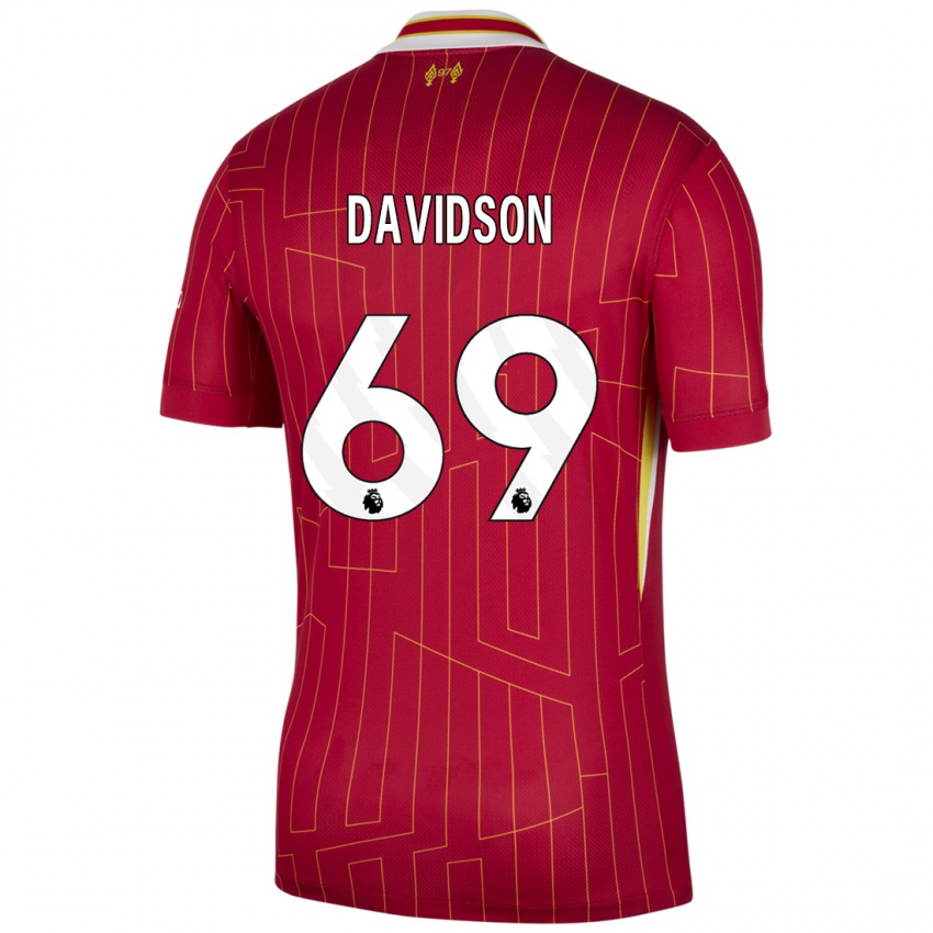 Gyermek Josh Davidson #69 Piros Sárga Fehér Hazai Jersey 2024/25 Mez Póló Ing