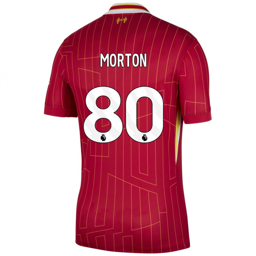 Gyermek Tyler Morton #80 Piros Sárga Fehér Hazai Jersey 2024/25 Mez Póló Ing